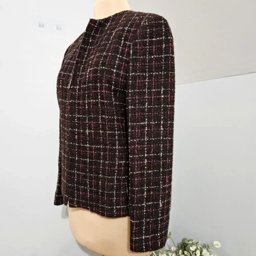Kasper & Company ASL Vintage Wool Tweed Boucle Full Zip‎ Suit Blazer 12